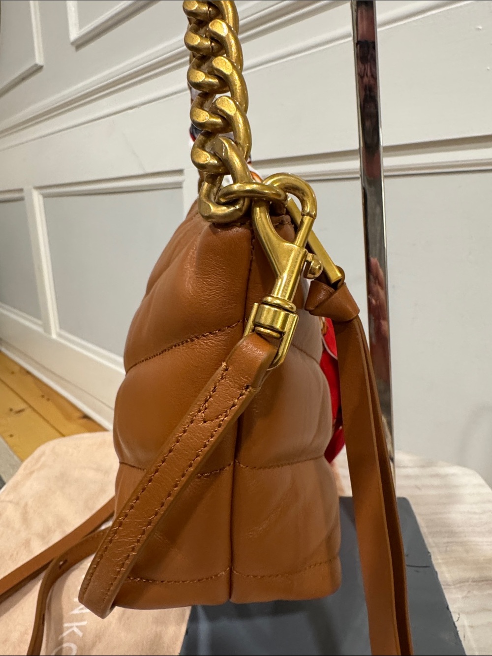 Rebecca Minkoff Bag Edie Tan Quilted Leather Convertible Crossbody Shoulder Bag - Picture 7 of 17